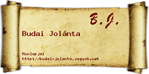 Budai Jolánta névjegykártya